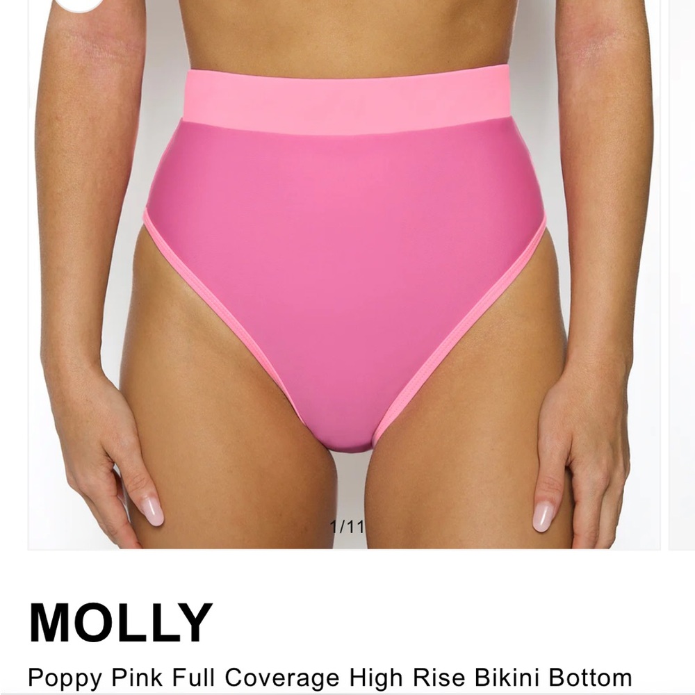 Molly Poppy Pink High-Rise Bikini Bottom